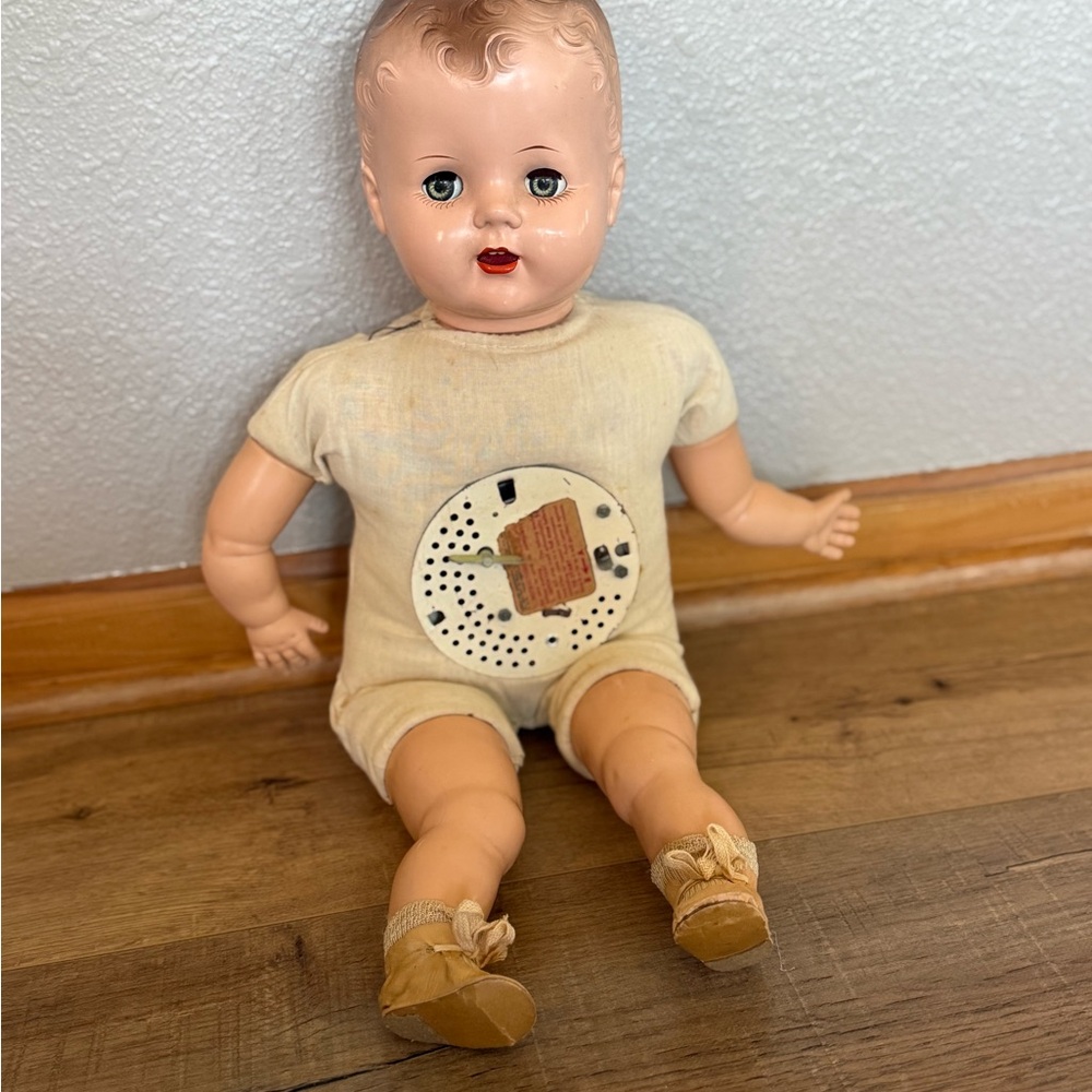 Vintage 1940s J.L. Schilling 22” Talking Baby Doll – Sleepy Eyes, Original Shoes